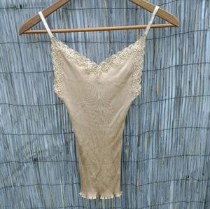 BcBgMaxAzria Gold 100% Silk Tank Camisole Lace top